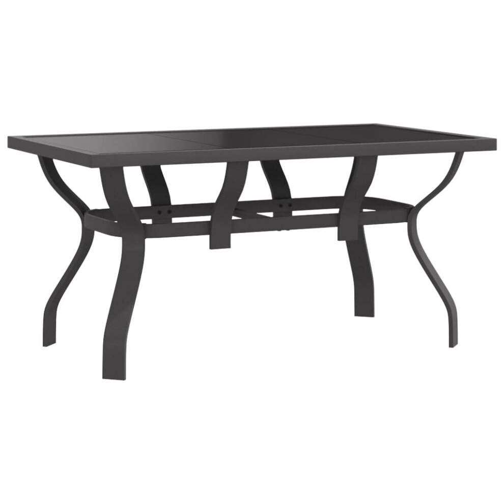 (grey and black, 140 x 70 x 70 cm) vidaXL Garden Table Steel and Glass Multi Colours 140x70x70 cm/180x80x70 cm