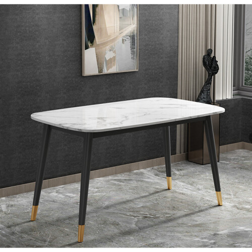 (One Table only) Premium Marble White Table Set with Leather Chairs