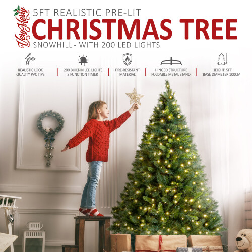 (5ft) VeryMerry 'Snowhill' Pre-Lit Christmas Tree 1