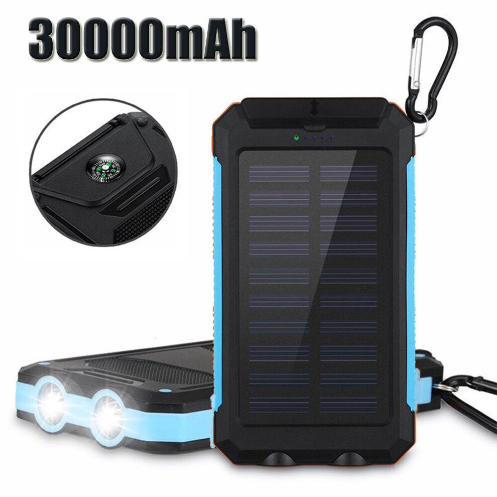 30000mAh Solar Power Bank, Dual USB Charging Power Bank, Camping Tool