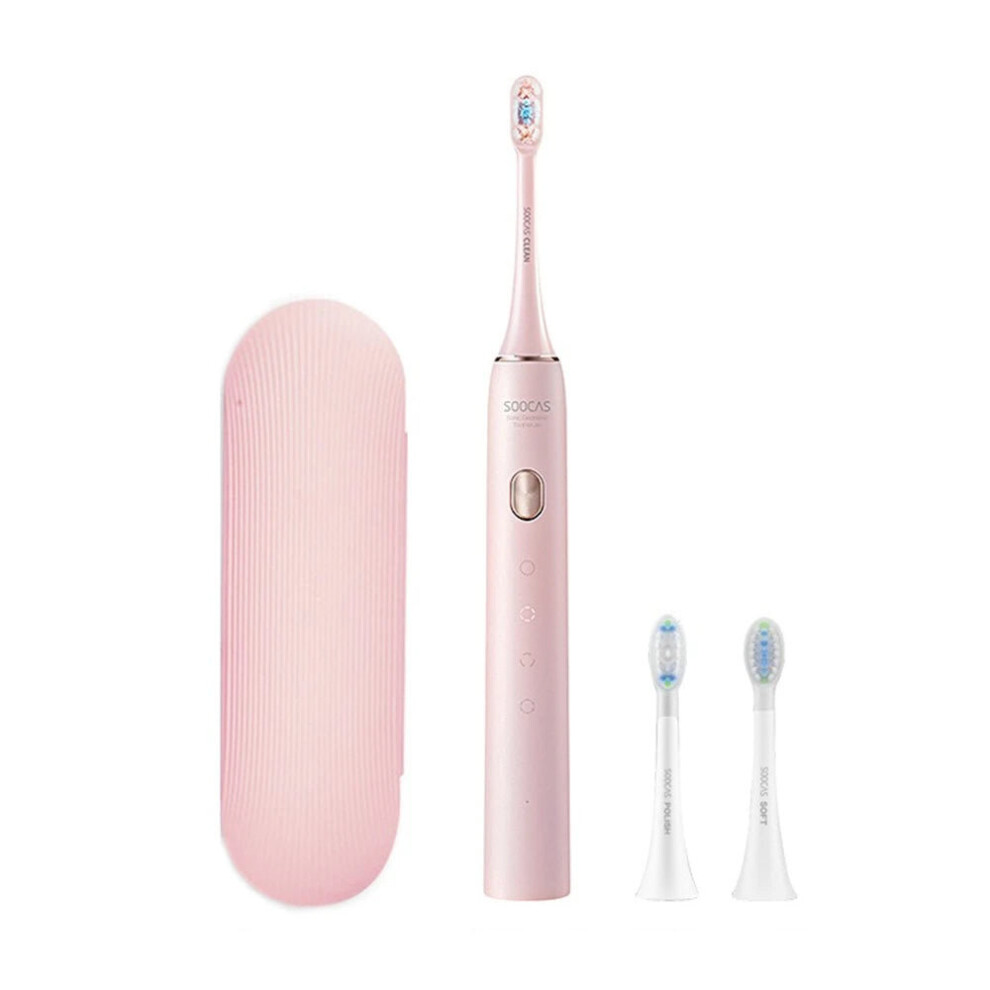 Greenzech (Pink) Sonic Electric Toothbrush With 3 Dupont Brush Heads 4 Modes Handle Ultrasonic Automatic