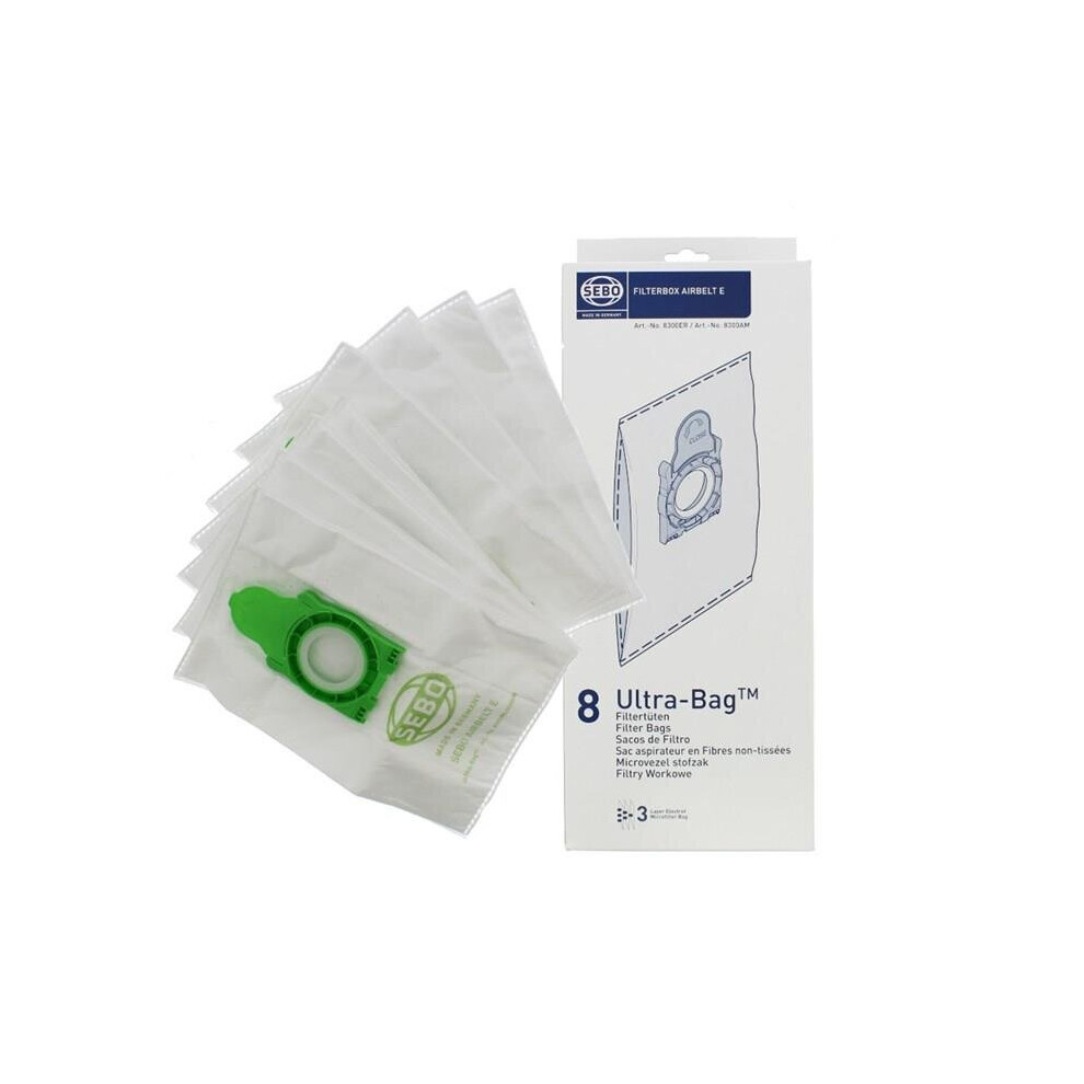 Sebo Genuine Airbelt E1 E3 Vacuum Cleaner Bags Pack Of 8 8300Er