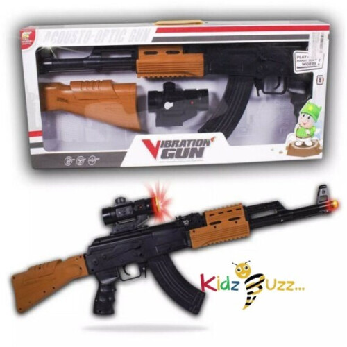 Long Army Force Ak-47 Assault Rifle Toy Gun Light Sound & Vibration on ...