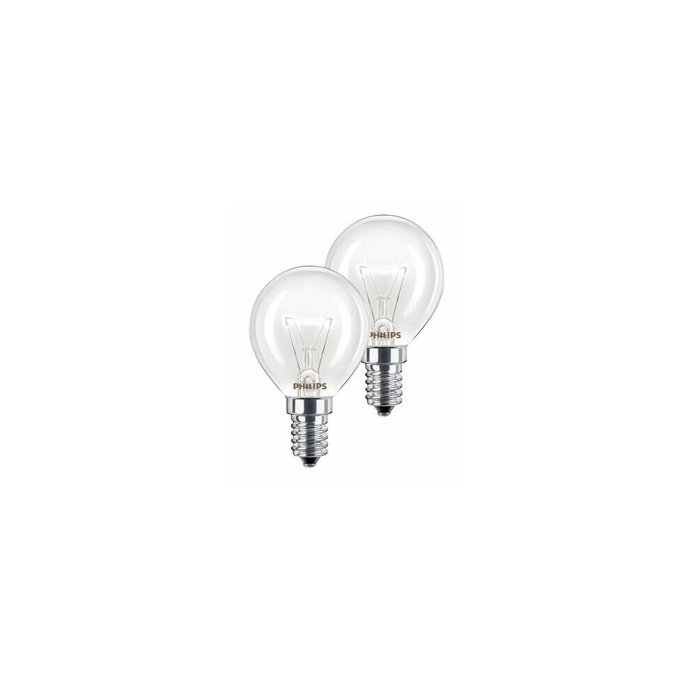 2 x PHILIPS Branded Oven 40w Lamp SES E14 Small Screw Cap 300 Cooker Light Bulb