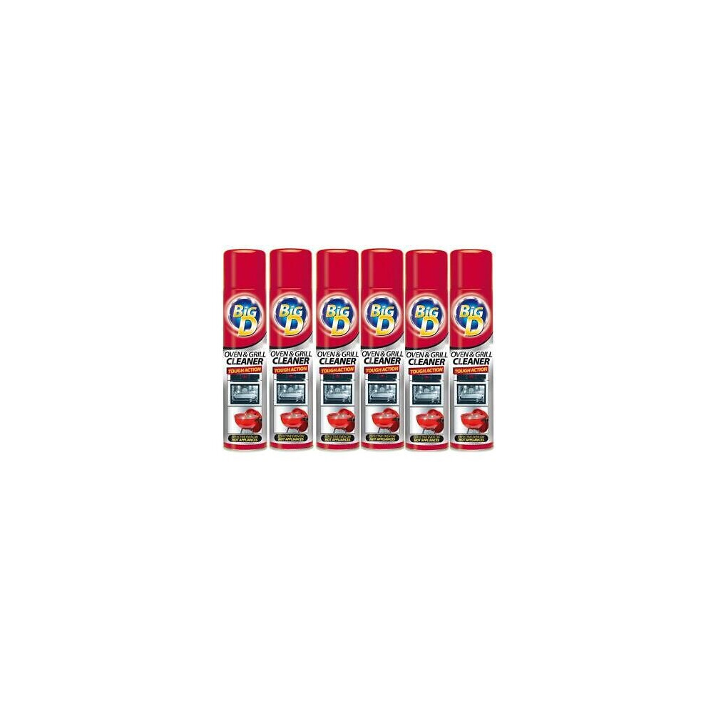 Rustins 6 X Big D Oven And Grill Cleaner Aerosol For Cleaning Conventional Ovens - 300Ml