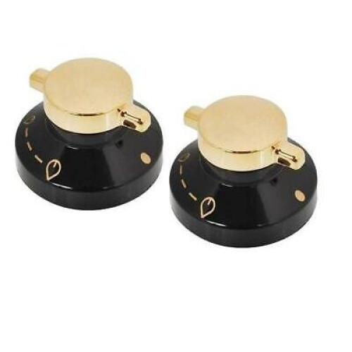Belling Gold Black Switch Gas Flame Burner Control Knobs for STOVES Oven Hob Cooker x 2