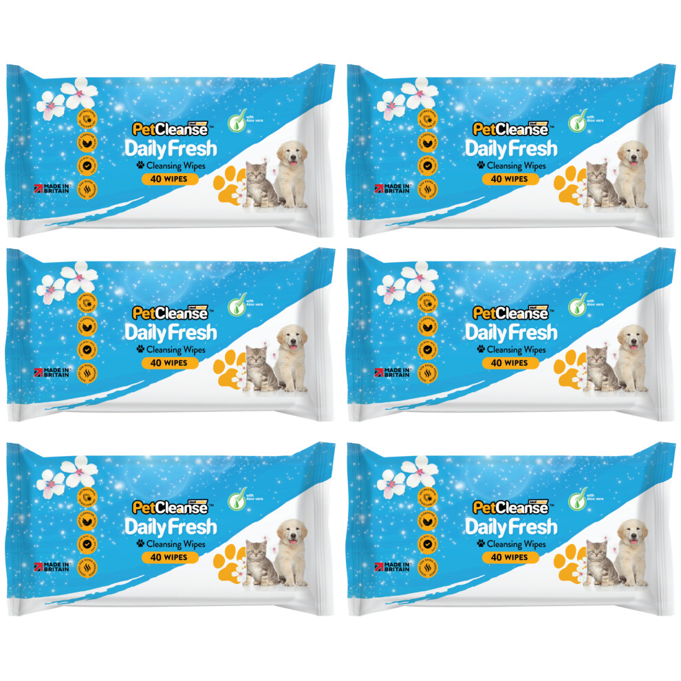 (6 Packs) Pet Dog Wipes for Cleaning & Grooming: 40 Pack