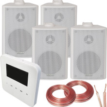 100W WiFi & Bluetooth Wall Mounted Amplifier & 4x 60W White Wall Speakers System