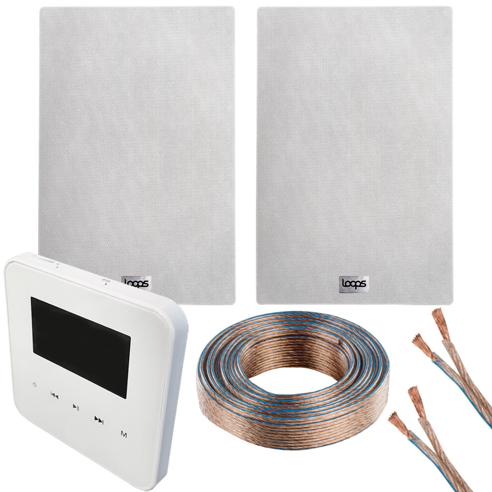 100W WiFi & Bluetooth Wall Mounted Amplifier & 2x 140W Slim In Wall Speaker Kit