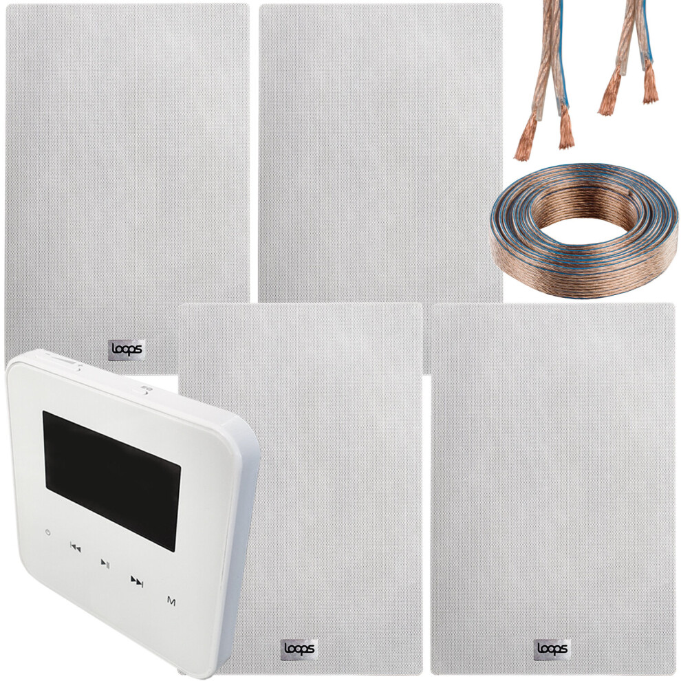 100W WiFi & Bluetooth Wall Mounted Amplifier & 4x 140W Slim In Wall Speaker Kit