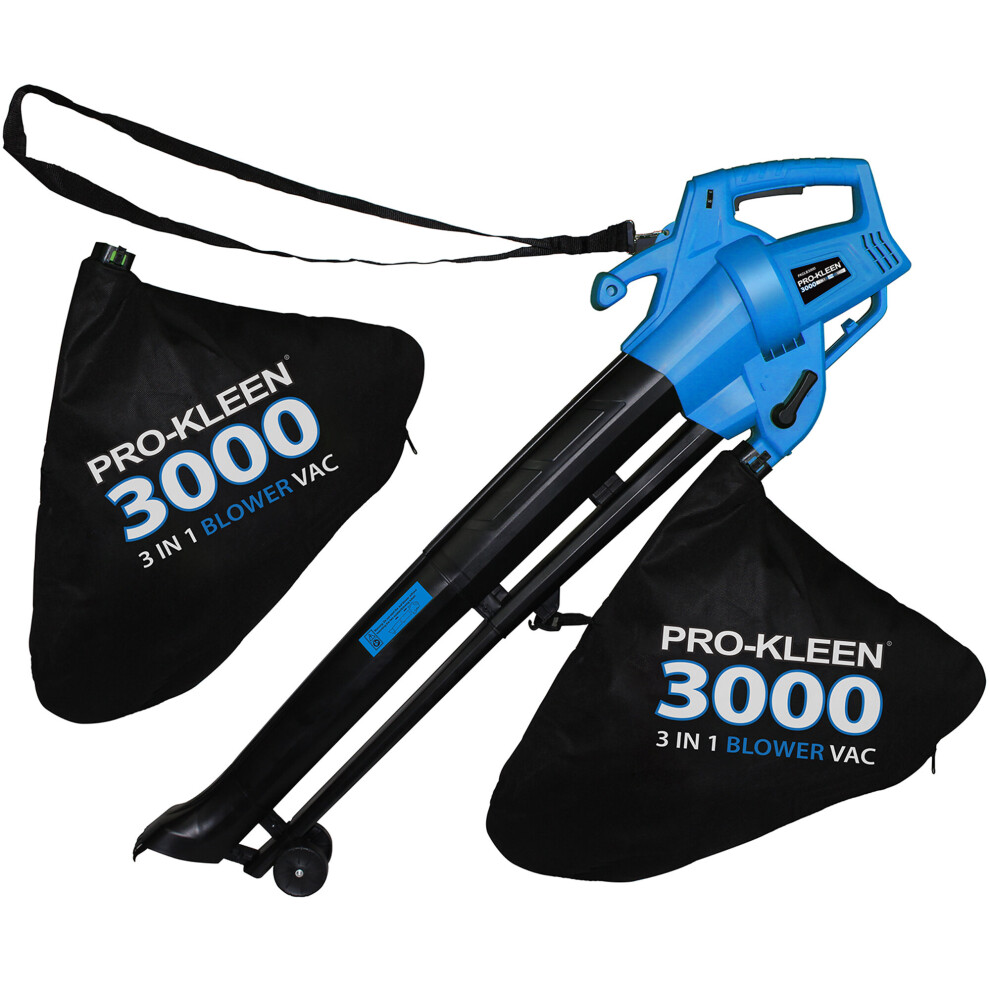 Corded Leaf Blower Garden Vacuum & Mulcher 2 x 35L Bag 6 Speed 3kW