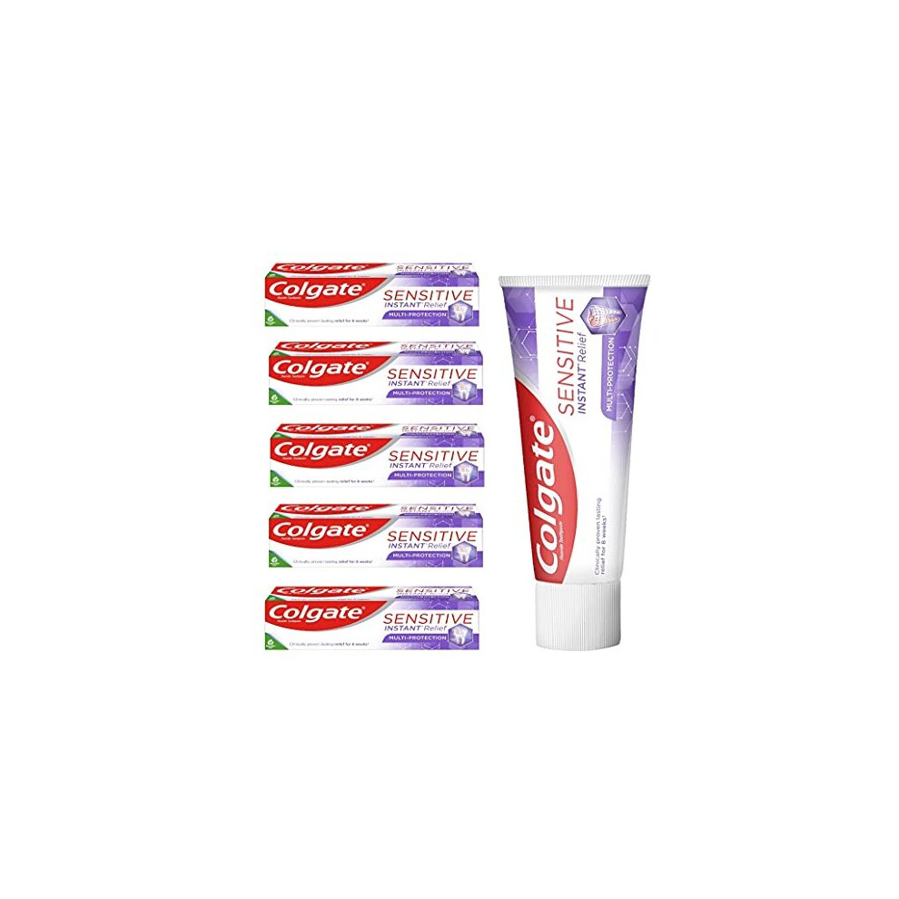 Colgate Sensitive Instant Relief Multi Protection Toothpaste 75 ml Pack of 5, Blocks Pain Instantly, Prevents Sensitivity, Gently Removes Stains (5 x