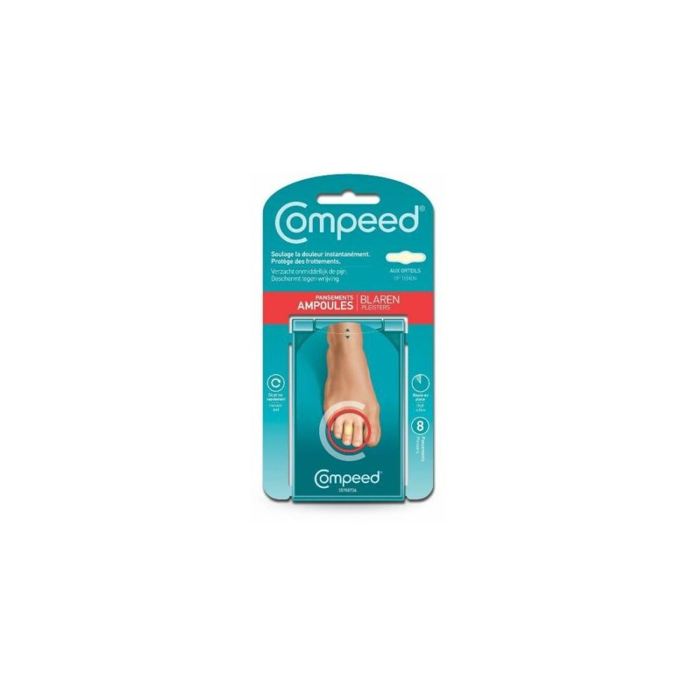 Compeed Blister On Toes 8 Pc Instant Pain Relief Waterproof Plasters