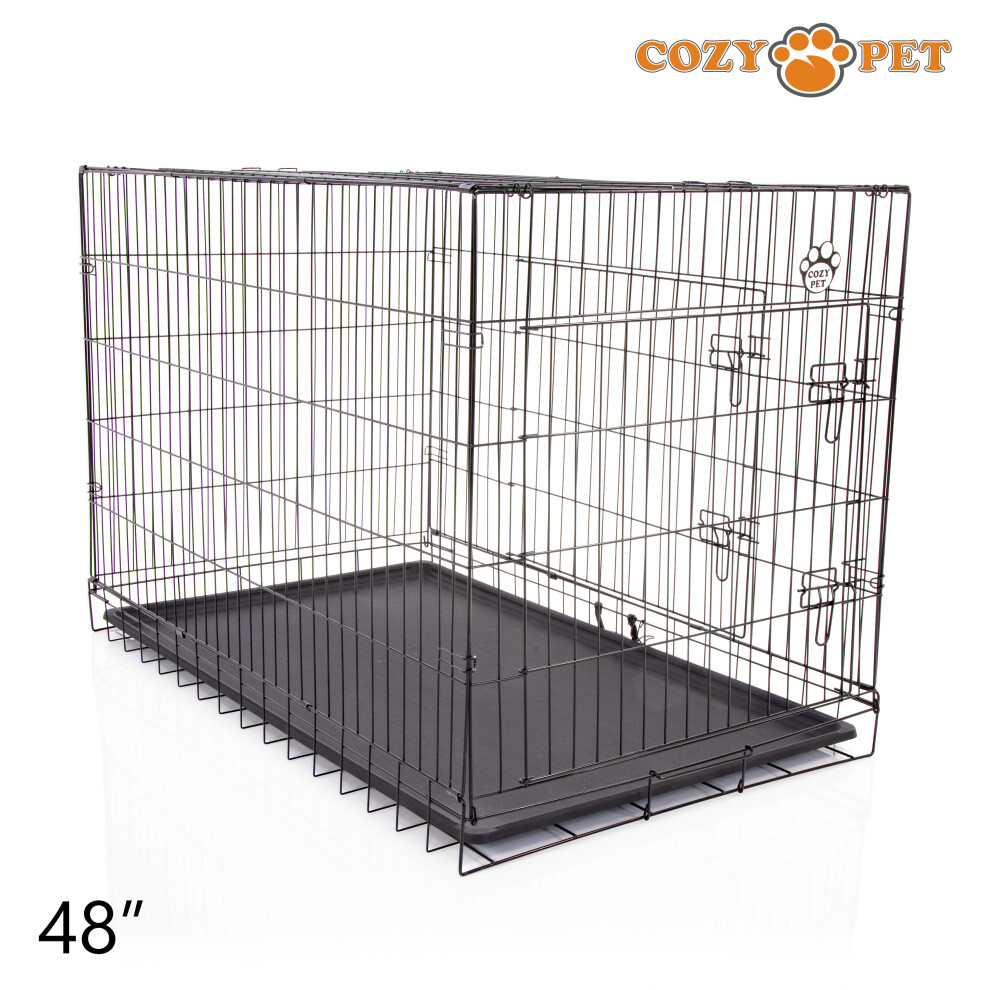 Cozy Pet Dog Cage 48'' By Puppy Crate Pen Metal Cage Dcp48b Black