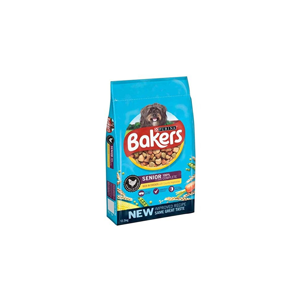 Bakers 2 x Senior Dry Dog Food and Veg, Chicken, 12.44 kg