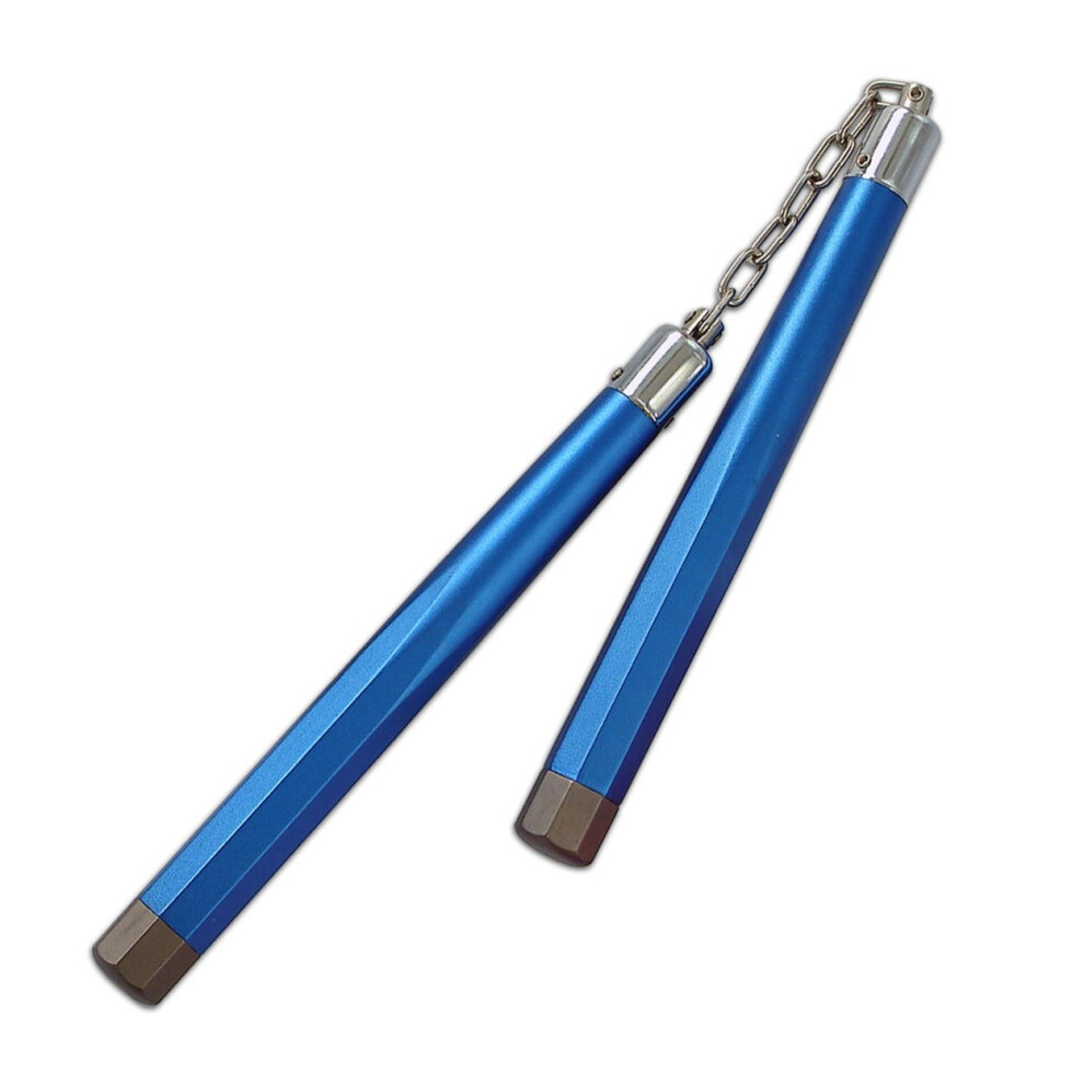 PLAYWELL HEAVY ALUMINIUM NUNCHAKU WITH CHAIN: BLUE TRAINING NUNCHUCKS