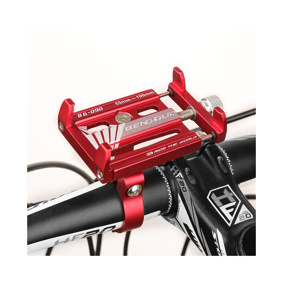 (Red) Adjustable Bicycle Phone Holder Aluminum Alloy 3.5"-6.5" Shockproof Bracket