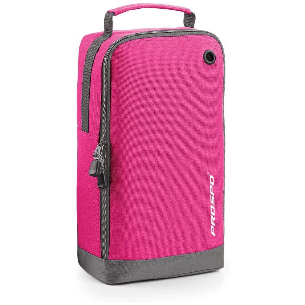 (Pink) PROSPO® Logo Premium Sports Shoe Bag Football Rugby Gym Dancing PE Accessory Boot Bag Water Resistant and Wipe Clean Interior for Adults and Kids