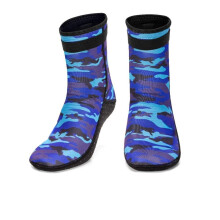 (Camouflage Blue, 2XL) Neoprene Diving Socks Boots Anti Slip Beach Warm Wet-suit Snorkel Surfing Swim