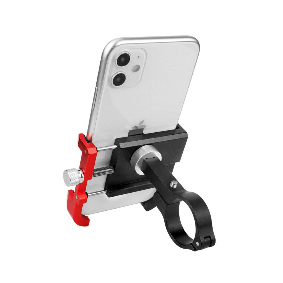 (+Red) Motorcycle Bicycle Handlebar Mobile Phone Holder Vlog Recording Frosted Aluminum Black/Red 3654657936648