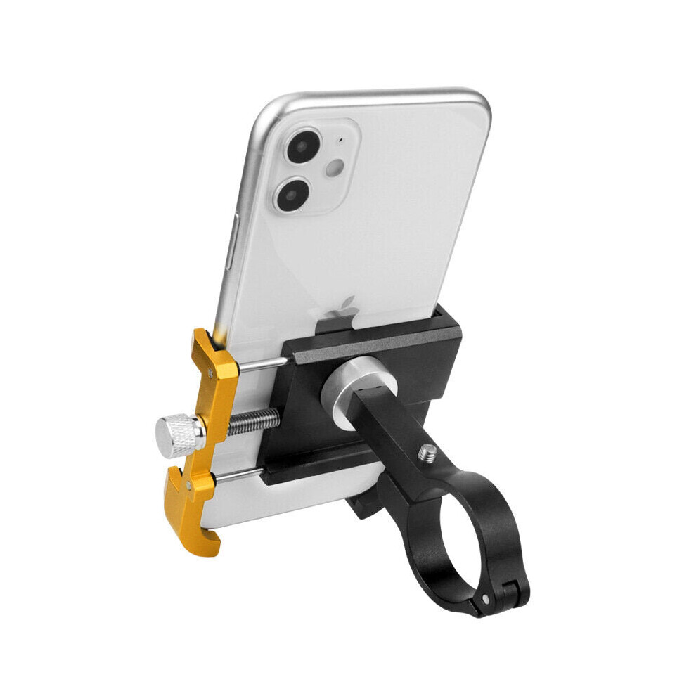 (+Gold) Motorcycle Bicycle Handlebar Mobile Phone Holder Vlog Recording Frosted Aluminum Black/Gold 3654657936631