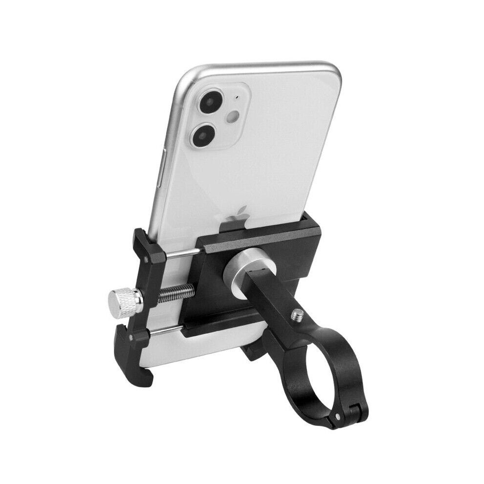 (Black) Motorcycle Bicycle Handlebar Mobile Phone Holder Vlog Recording Frosted Aluminum Black 3654657611316