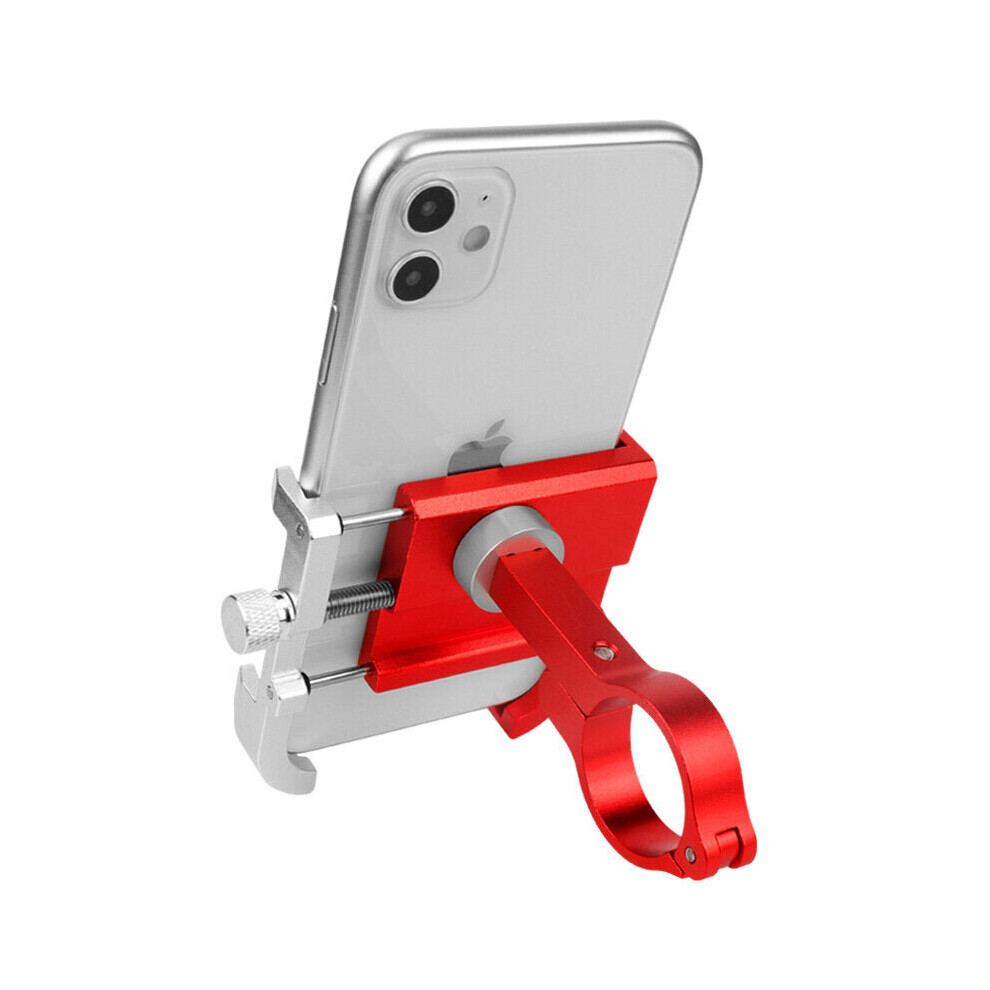 (+Red) Motorcycle Bicycle Handlebar Mobile Phone Holder Vlog Recording Frosted Aluminum Silver/Red 3654657936655