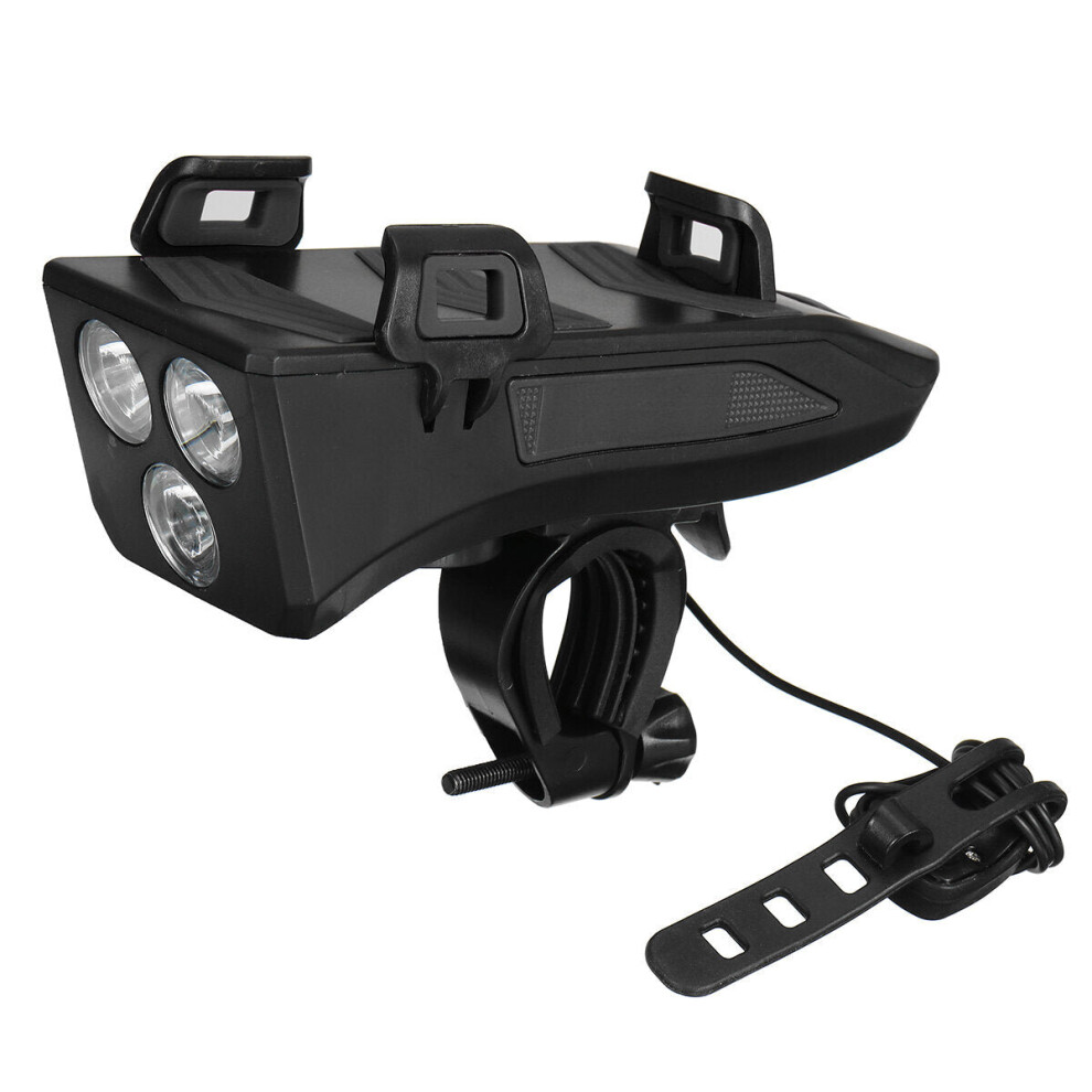 (Black, 2000mah) Bike Phone Holder Light Waterproof Horn Power Bank 2000mah 4 in 1