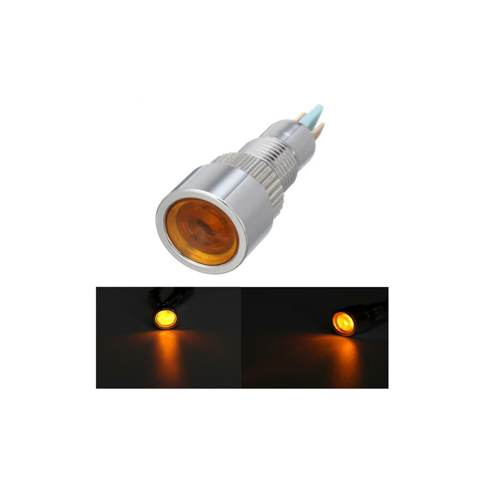 (Yellow) 12V 8mm Metal LED Indicator Warning Light Lamp Pilot Panel Dashboard LED Panel Indicator