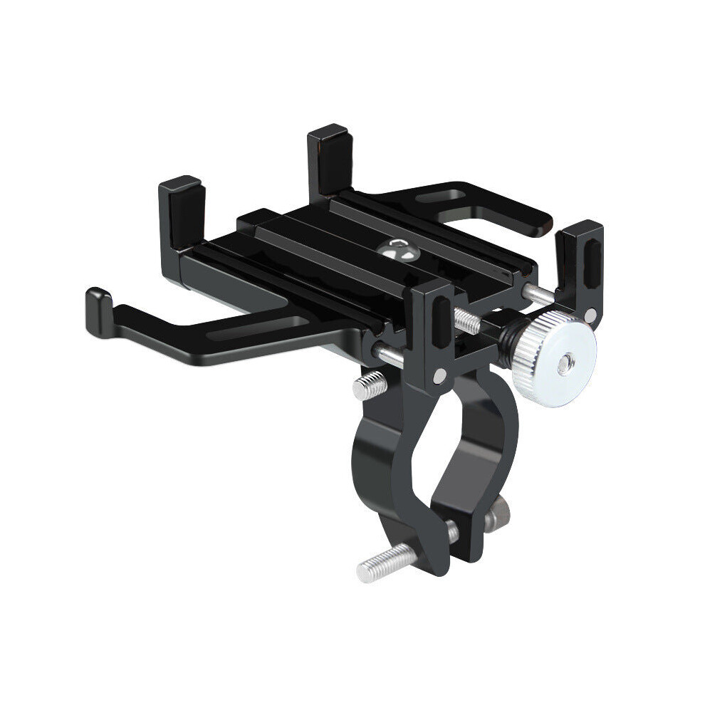 (Black) Aluminum Alloy Bike Motorcycle Handlebar Phone Holder Black 3654657491444