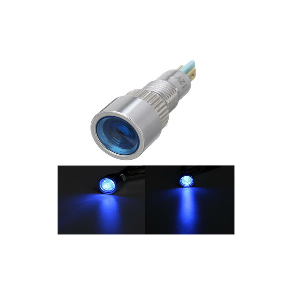 (Blue) 12V 8mm Metal LED Indicator Warning Light Lamp Pilot Panel Dashboard LED Panel Indicator