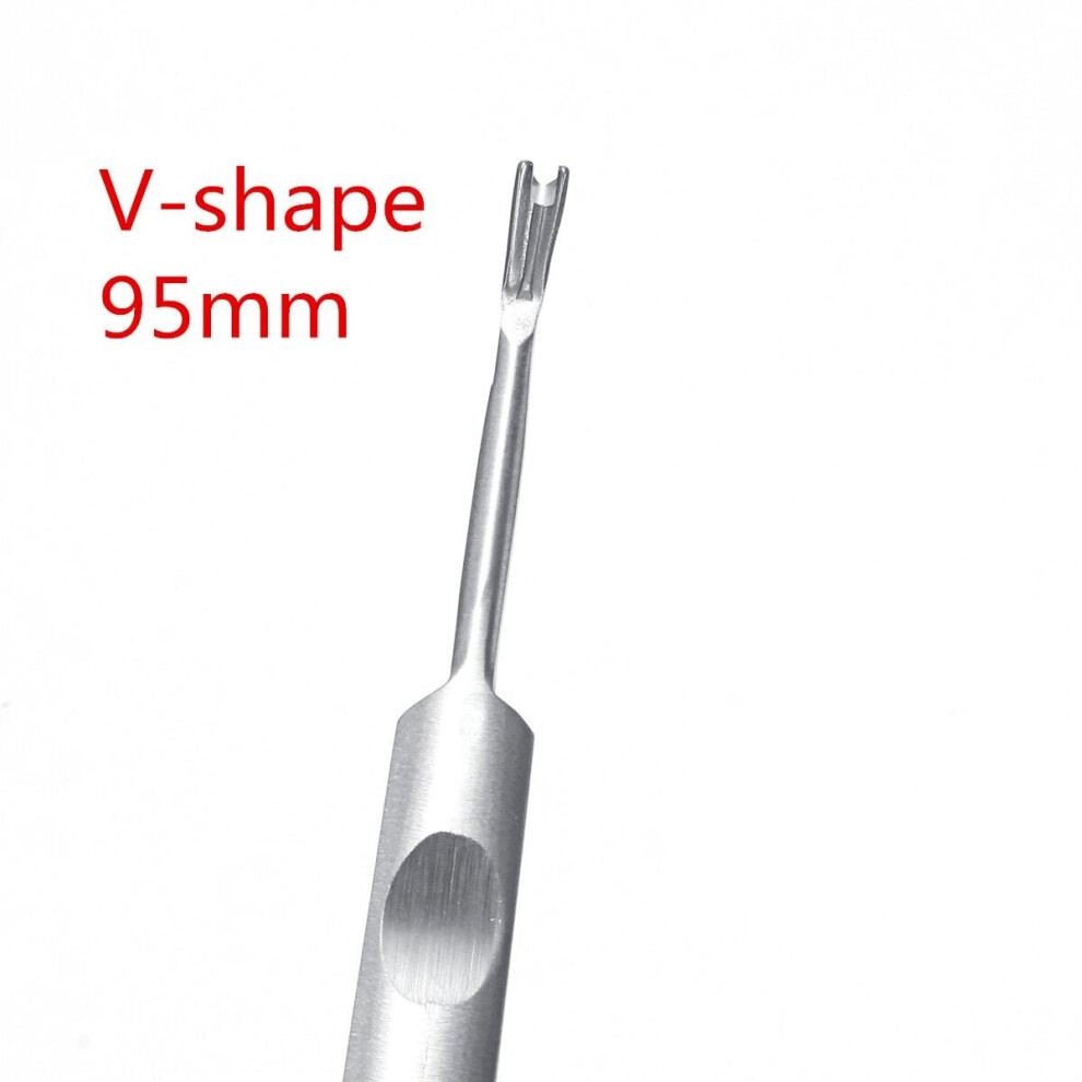 (V-shape 95mm) 95/113/116/118mm V/U-shaped Silver Stainless Steel Hand Make Leather Trencher Slotting Tools Kit