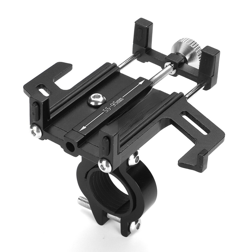 (Black) Aluminum Alloy Bicycle Motorcycle Handlebar Phone Holder 360º Rotation Black 3654657491420