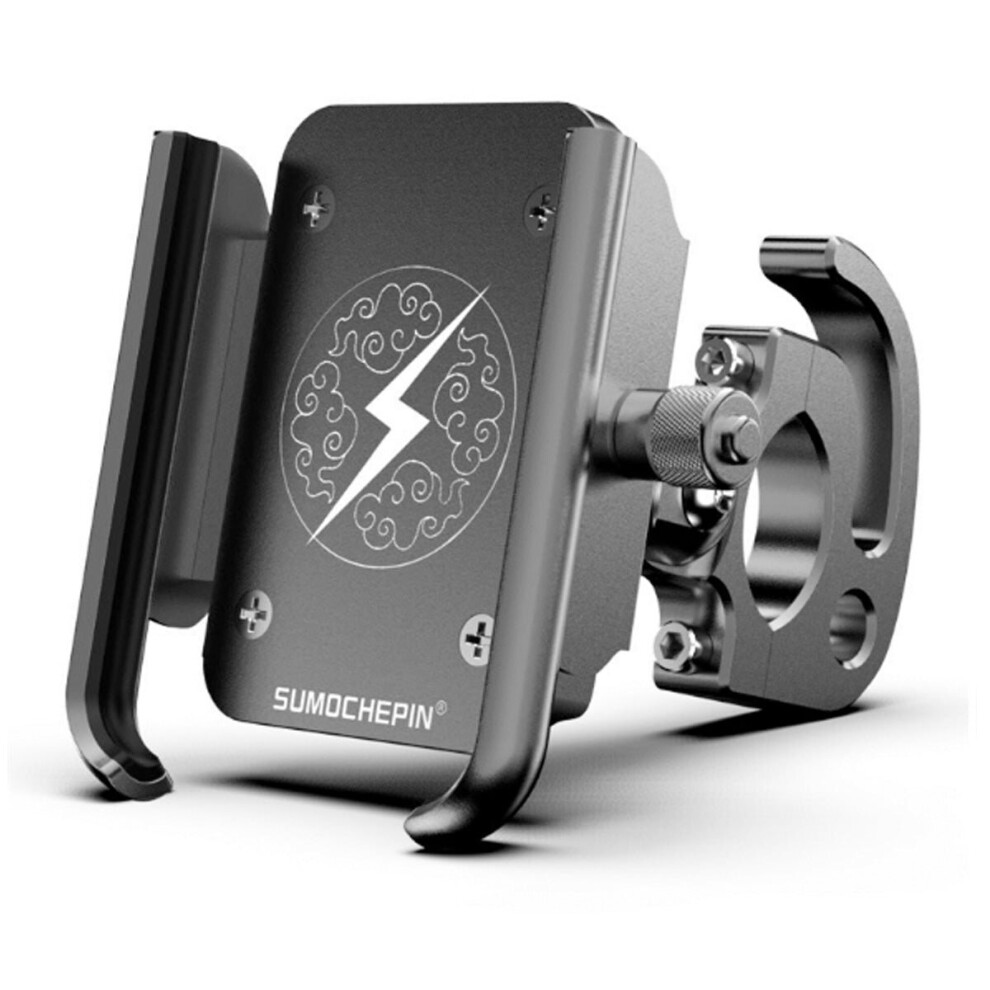 (Black) Aluminum Alloy Bike Motorcycle Phone Holder 360 Degree Rotation Black 3654657491765
