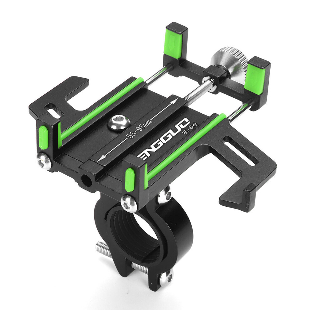 (Green) Aluminum Alloy Bicycle Motorcycle Handlebar Phone Holder 360º Rotation Green 3654659446831