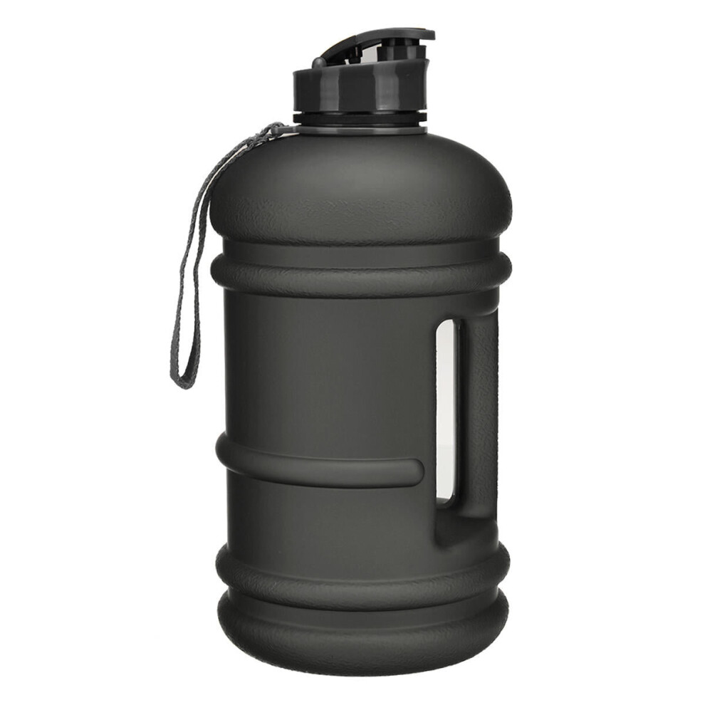 (Black) 2.2L Outdoor Sports Portable Water Bottle Fitness Gym Dumbbell Drinking Cup Kettle Camping Hiking