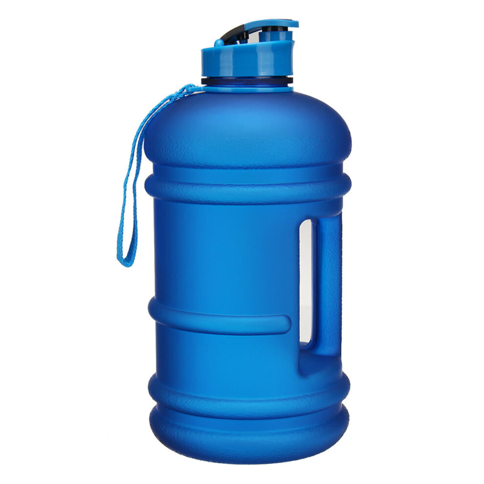 (Blue) 2.2L Outdoor Sports Portable Water Bottle Fitness Gym Dumbbell Drinking Cup Kettle Camping Hiking