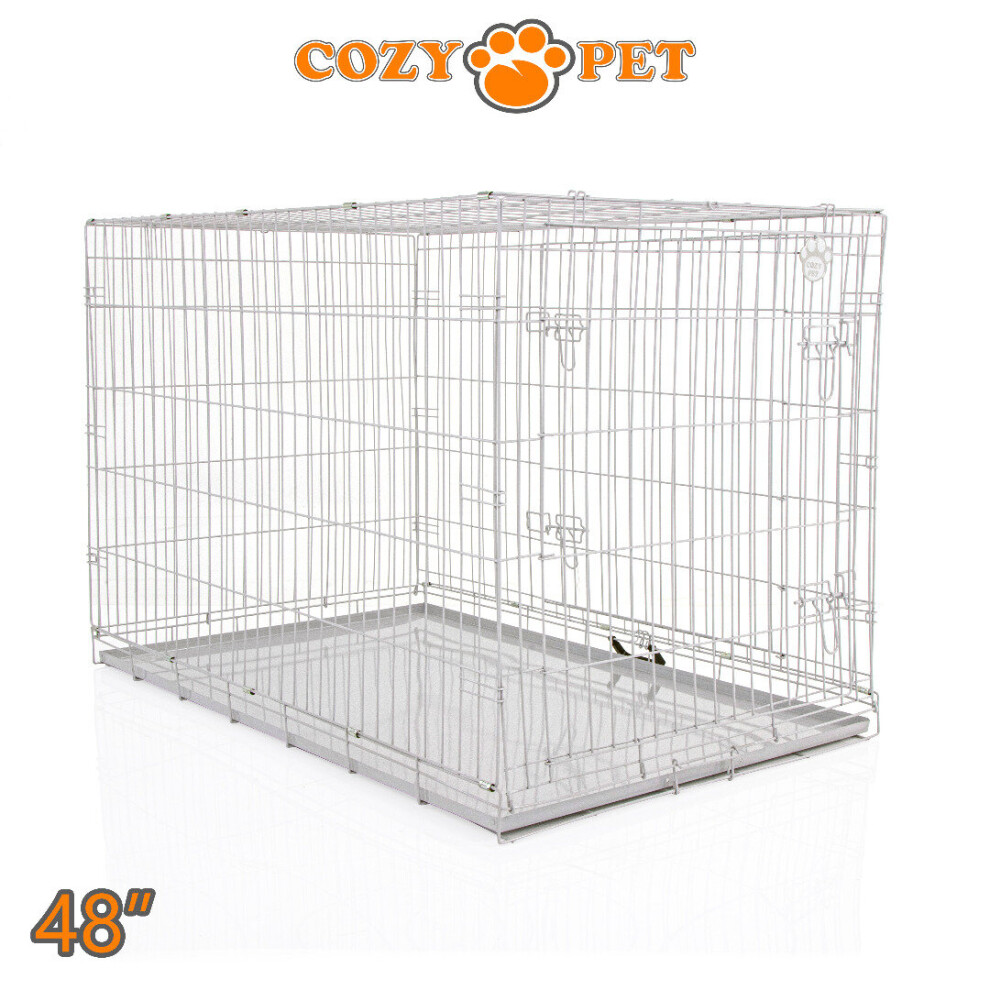 Dog Cage 48'' Grey by Cozy Pet Puppy Crate Pen Metal Cage DC48G