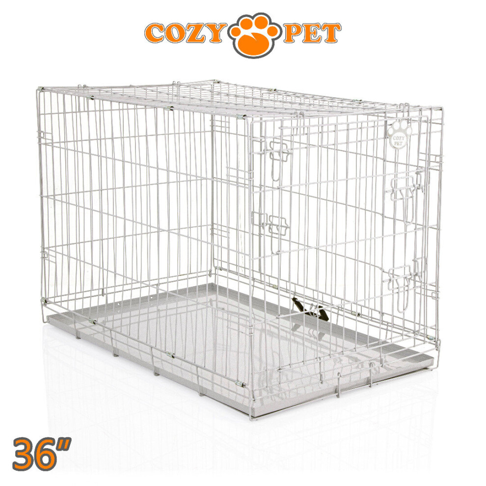 Dog Cage 36'' Grey by Cozy Pet Puppy Crate Pen Metal Cage DC36G