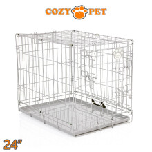 Dog Cage 24'' Grey by Cozy Pet Puppy Crate Pen Metal Cage DC24G