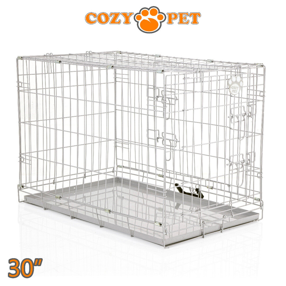 Dog Cage 30'' Grey by Cozy Pet Puppy Crate Pen Metal Cage DC30G