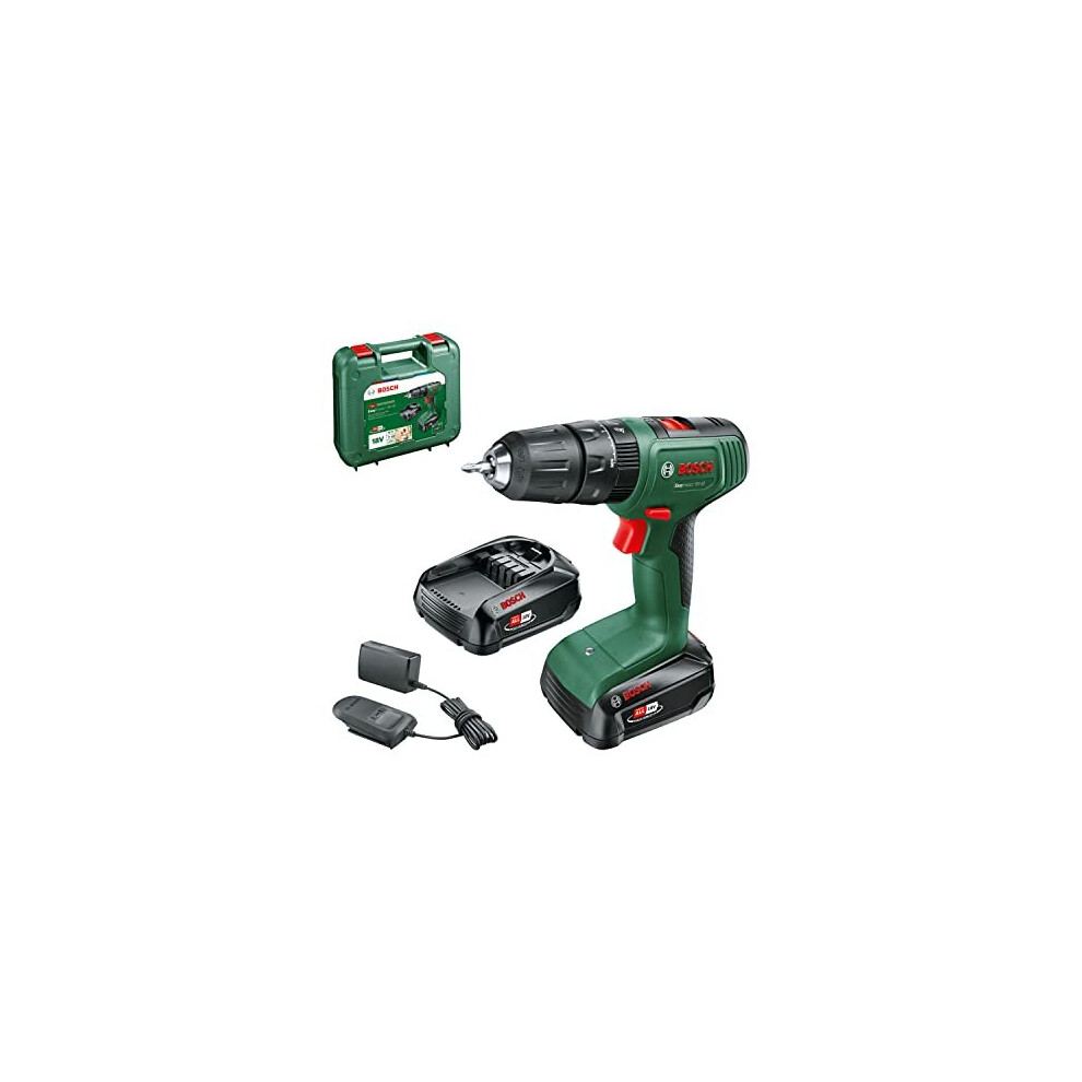Bosch Home and Garden Cordless Combi Drill EasyImpact 18V-40 (2 batteries, 18 Volt System, in carrying case)