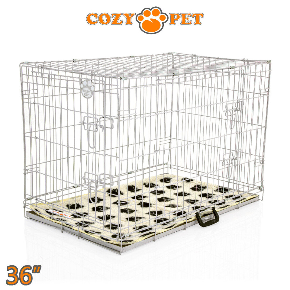 Dog Cage 36'' Grey by Cozy Pet Puppy Crate Inc Vet Bed DC36G + VB36C