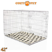 Dog Cage 42'' Grey by Cozy Pet Puppy Crate Inc Vet Bed DC42G + VB42C