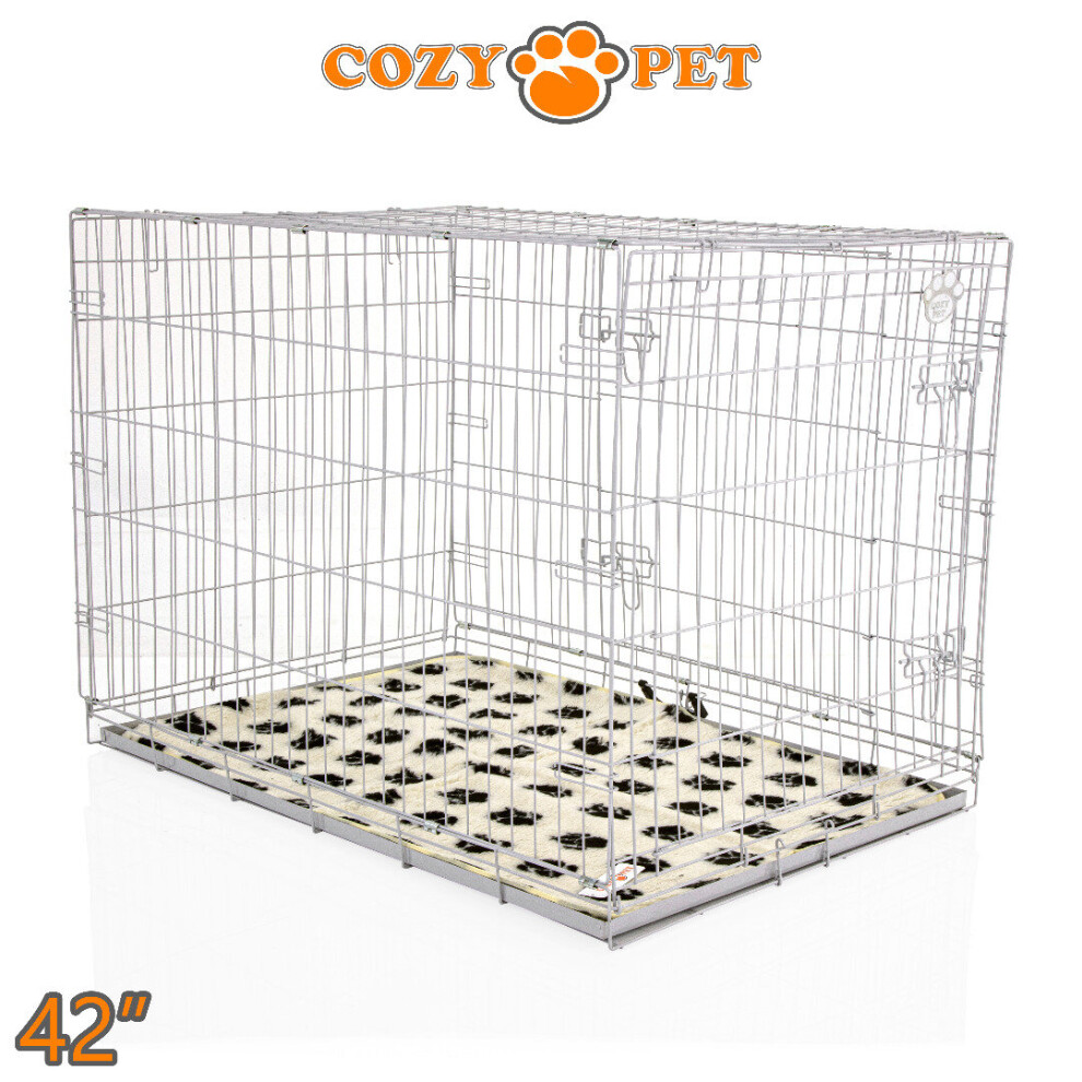 Cozy Pet Dog Cage 42'' By Puppy Crate Inc Vet Bed Dc42g + Vb42c Grey