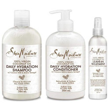 100% Virgin Coconut Oil TRIO BUNDLE| Daily Hydration Conditioner 13 Oz, Daily Hydration Shampoo 13 Oz & Leave-in Treatment 8 Oz by Shea Moisture