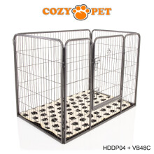 Heavy Duty Cozy Pet Puppy Playpen Run Crate Pen 90.5cm High Dog Cage - ABS Floor HDDP04 + VB48C