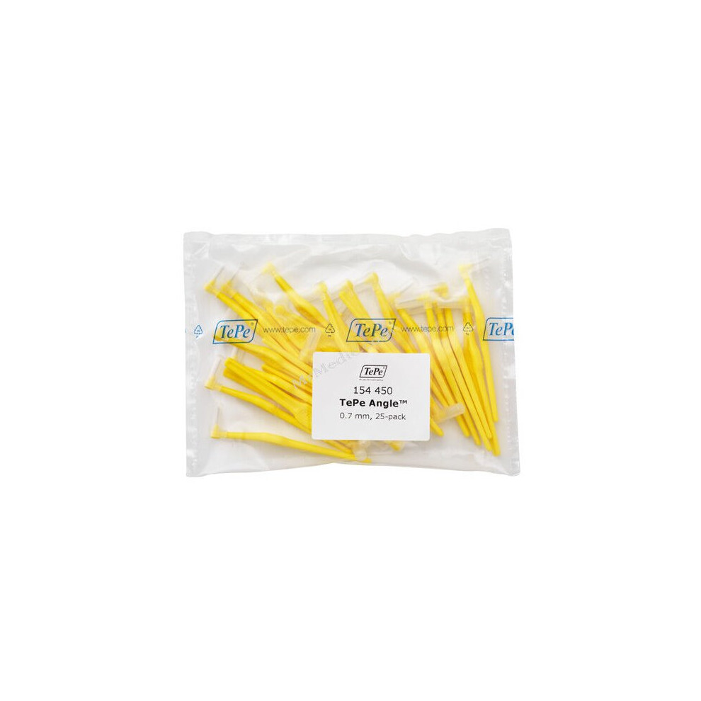 TePe Angle Yellow 0.7mm Interdental Brush - Pack of 25 Brushes