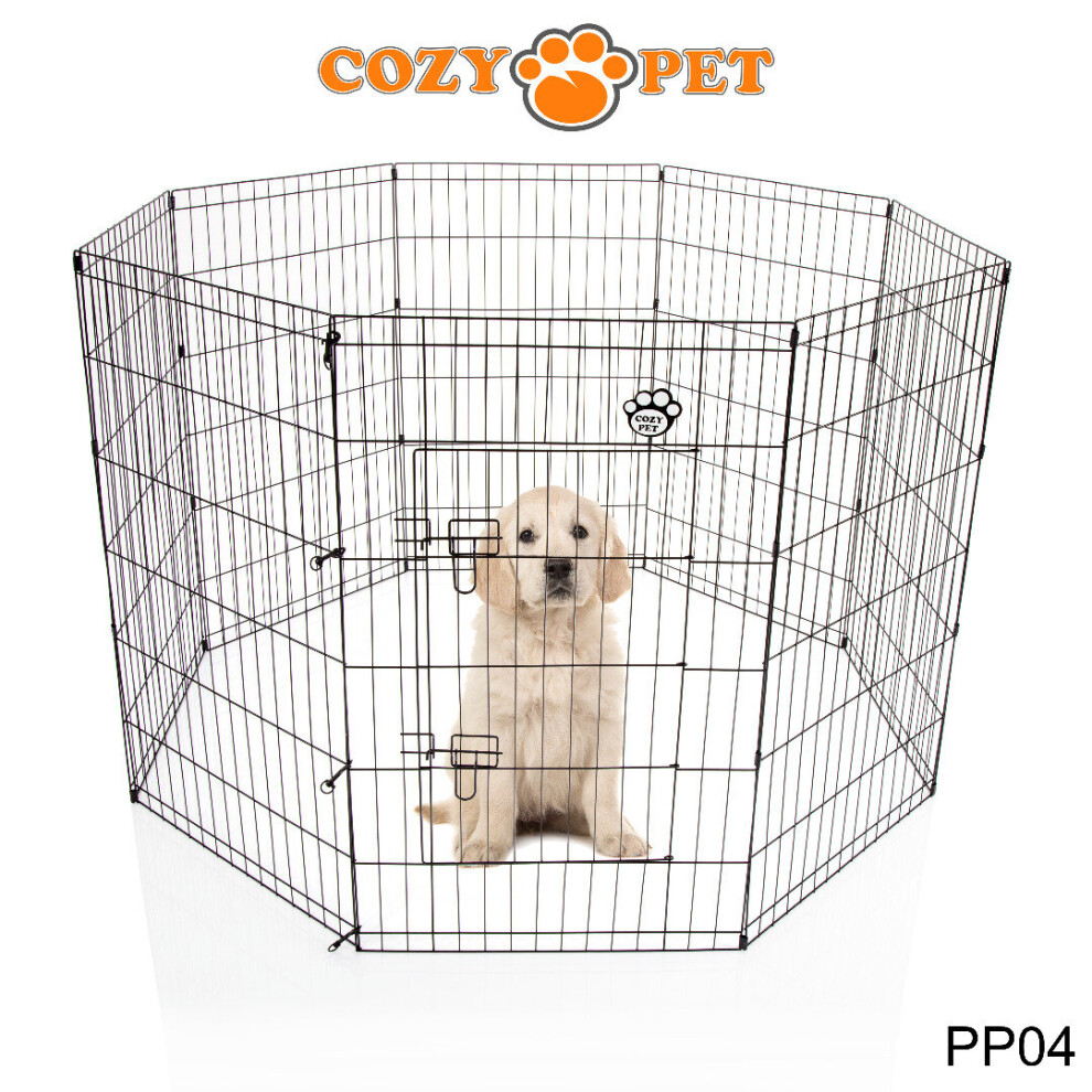 Cozy Pet Playpen 100Cm High Dog Rabbit Puppy Play Pen Cage Run Fence Crate Pp04 Black