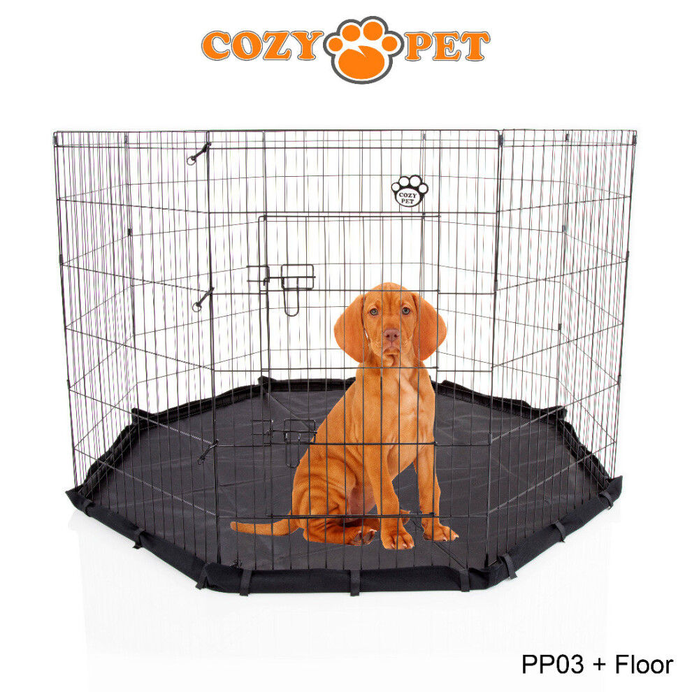 Cozy Pet Playpen 92Cm With Floor Dog Rabbit Puppy Play Pen Cage Run Crate Pp03 Black